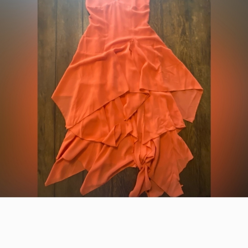 Linda Lundstrom Vintage y2k Layered Orange Dress Size 6 B23